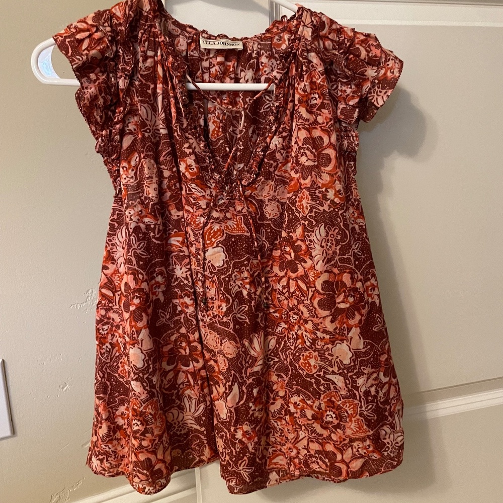 Ulla Johnson! Sleevless , Size 2 Top. Orange/Red/Cream